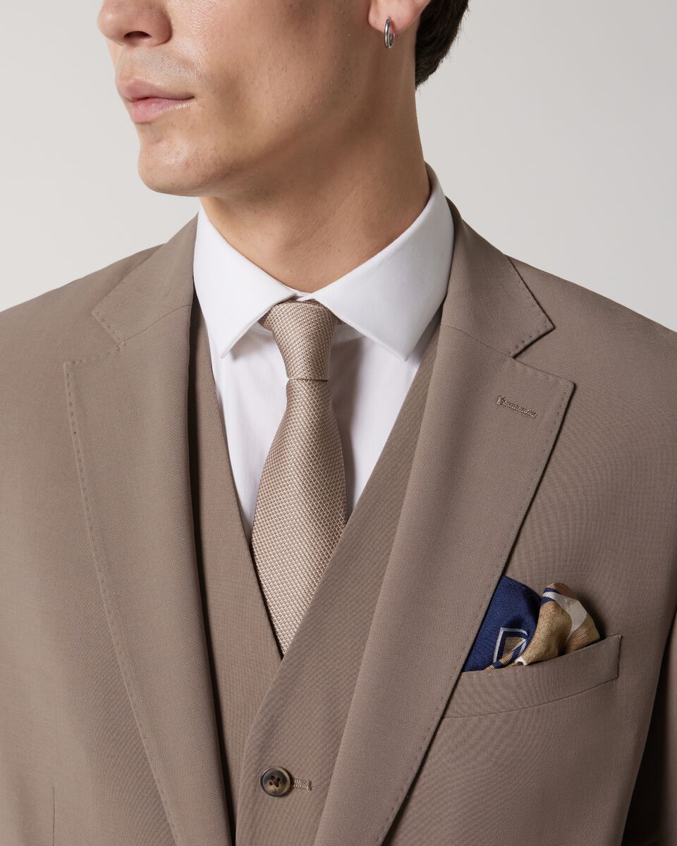 Silk Satin Pocket Square, Mushroom, hi-res